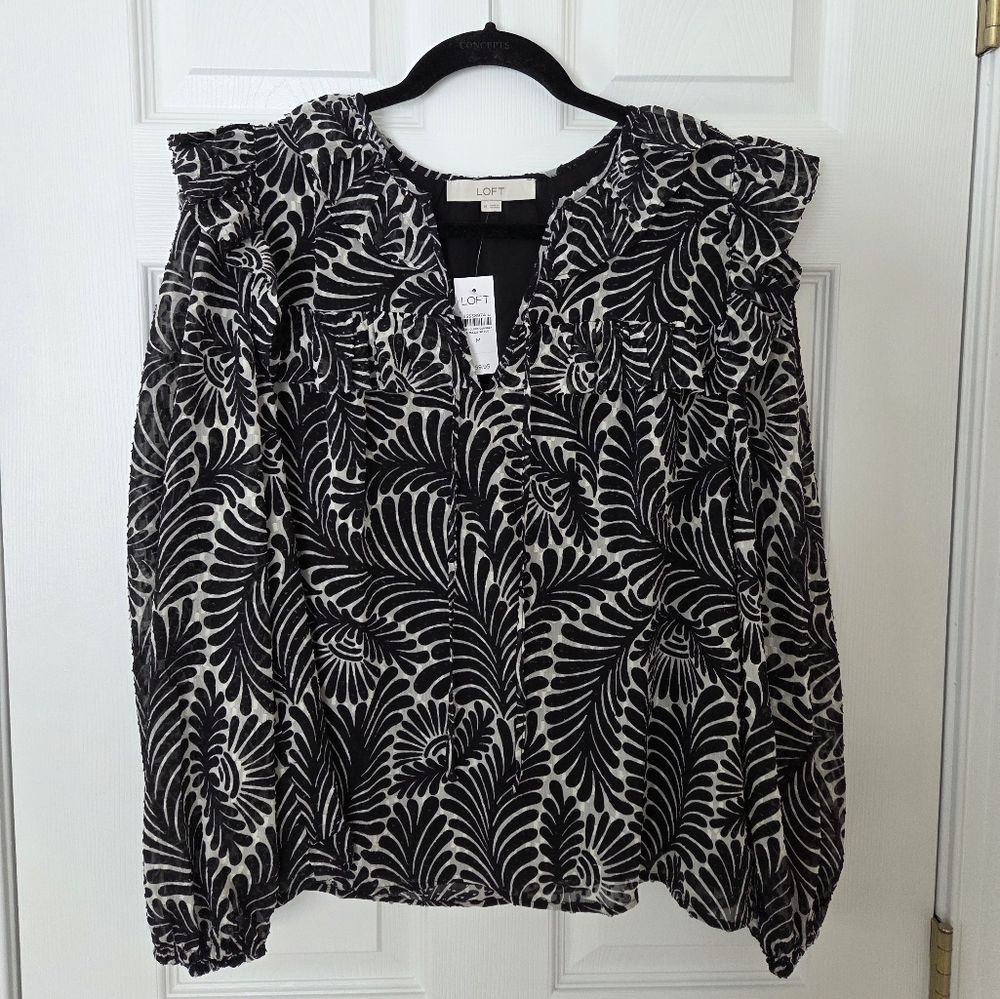 LOFT fern print blouse NWT
